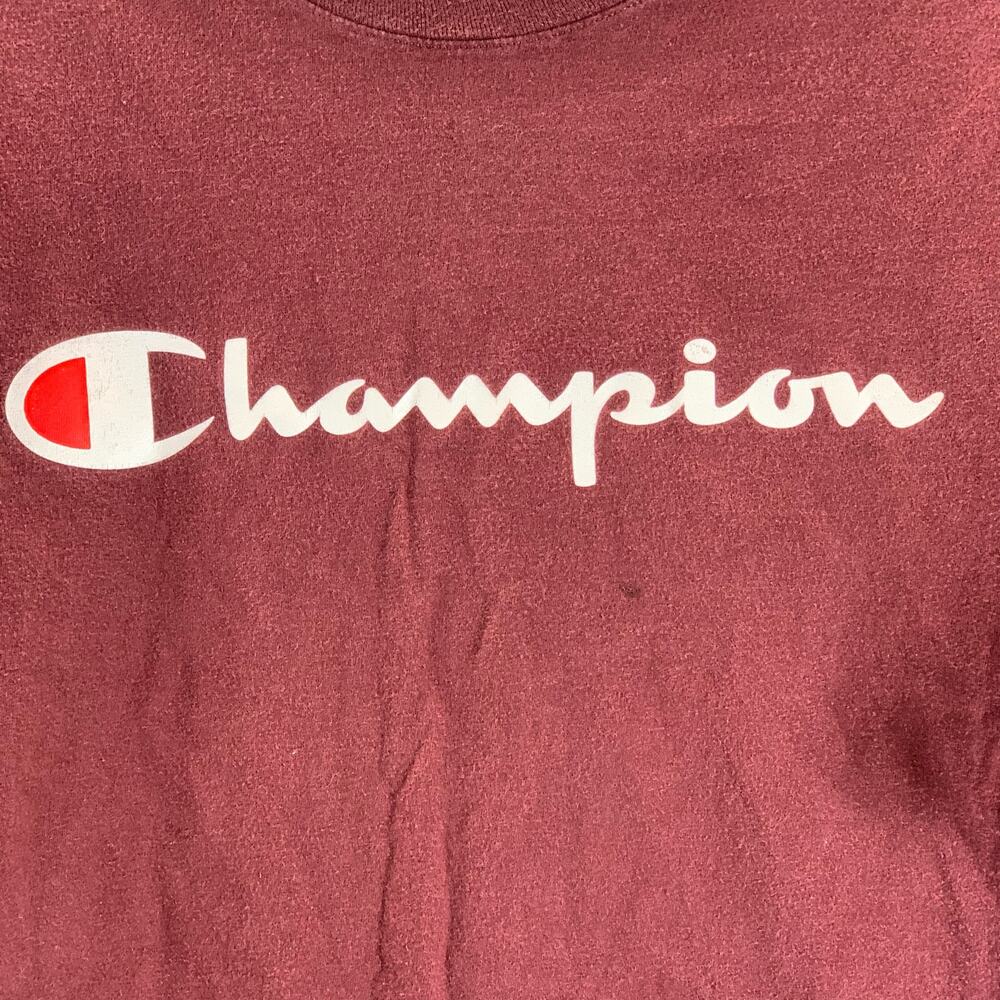 CHAMPION Men's Burgundy Script Logo Crewneck Regular-Fit T-Shirt SZ XL - Picture 4 of 9